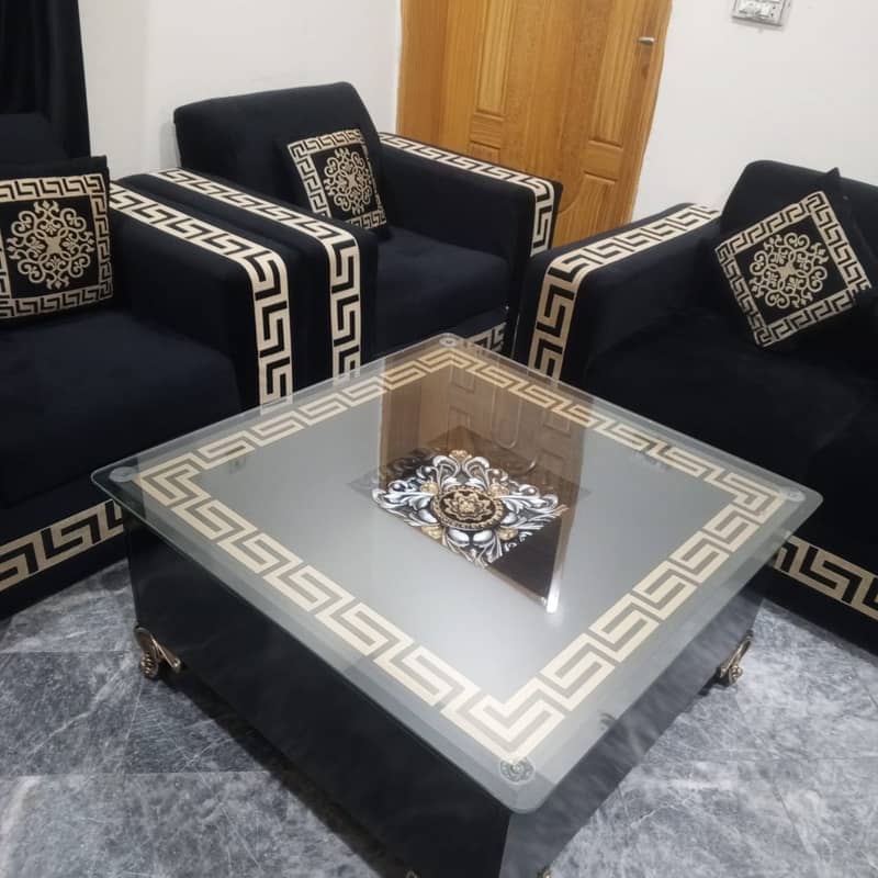 Turkish Style Sofa Set 3.2. 1 with Glass Table 9