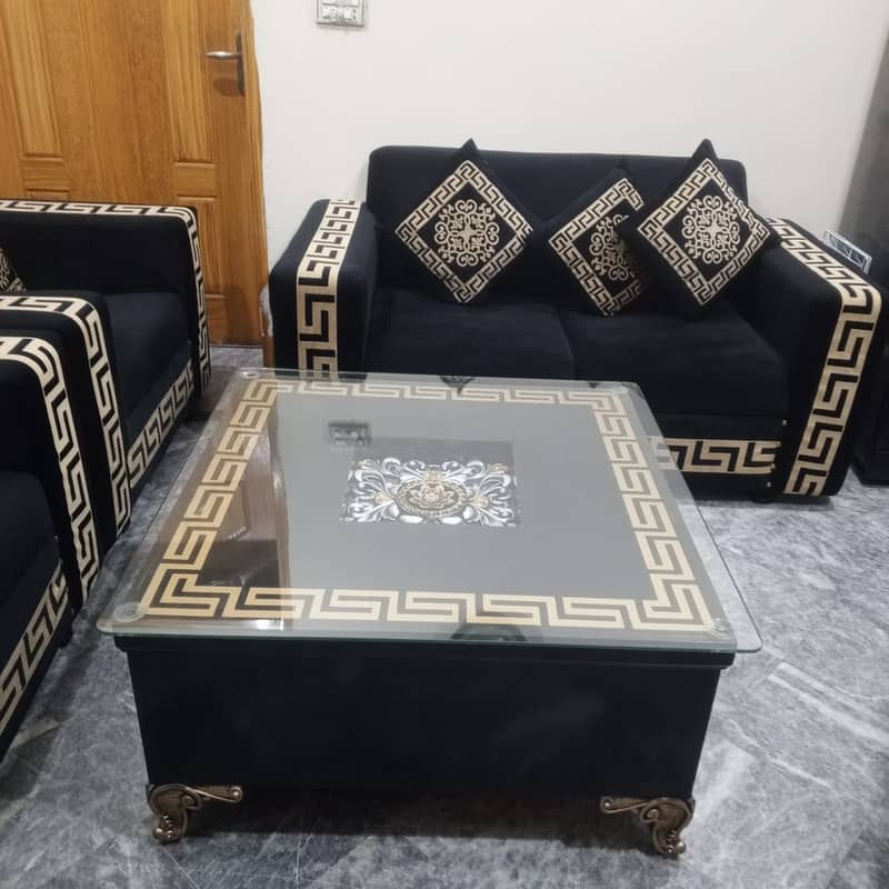 Turkish Style Sofa Set 3.2. 1 with Glass Table 10