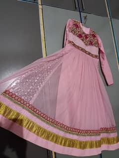 Baby pink frok with frill and belt to adjust size