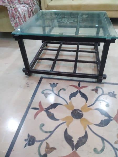 wooden table with mirror on top 1
