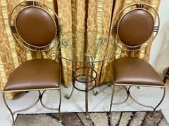 2 wrought iron accent chairs and table set in perfect condition 0