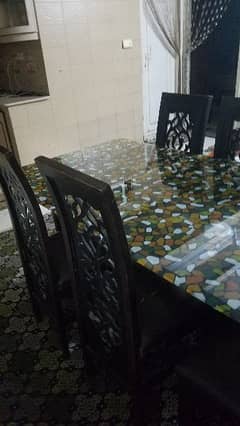 Dining table no cracked 6 chairs with dinning table