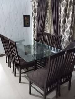 Dining Table with 8 Chairs / Glass Dining Table
