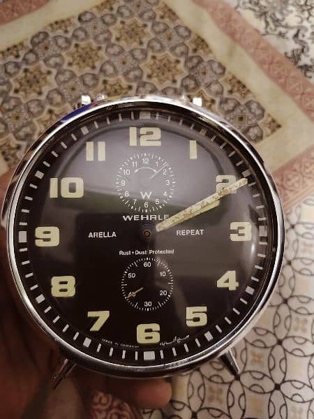 Antique Werhle Germany vintage table clock brass Alram 1