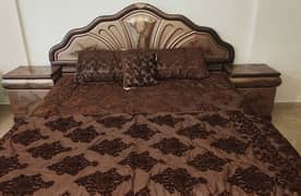 Royal Brown King Size Bed Set (1x King Bed,2x Side Tables,1x Dressing) 0