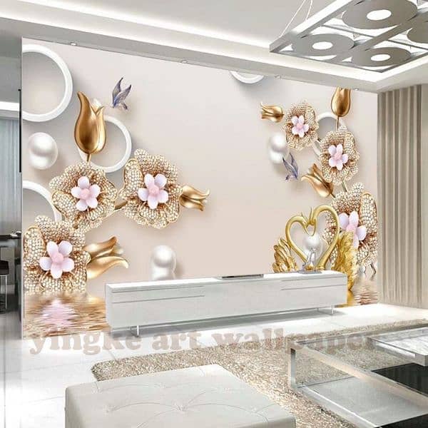 3D wallpaper flex sheet/3D Wallpaper/ Customized Wallpaper/Floral Wall 3