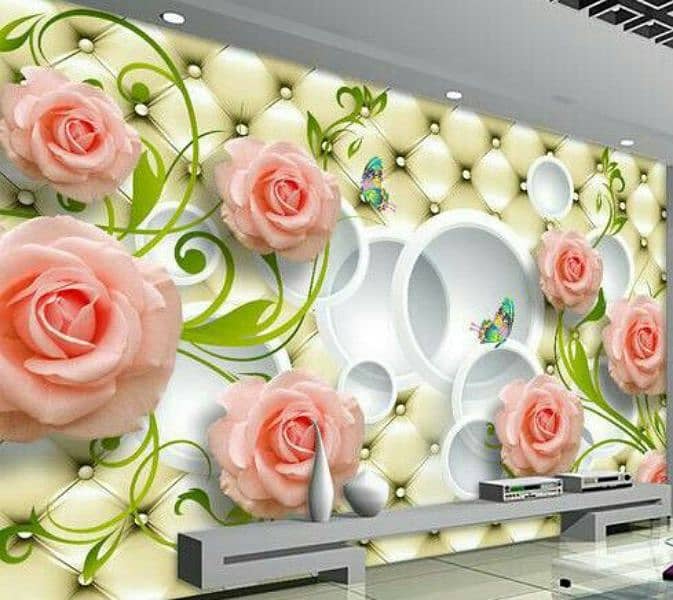 3D wallpaper flex sheet/3D Wallpaper/ Customized Wallpaper/Floral Wall 5