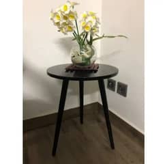 Black Round Top with Black Legs, Stylish Side TABLE Coffee Table Home 0