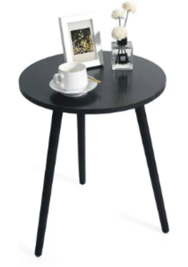 Black Round Top with Black Legs, Stylish Side TABLE Coffee Table Home 2