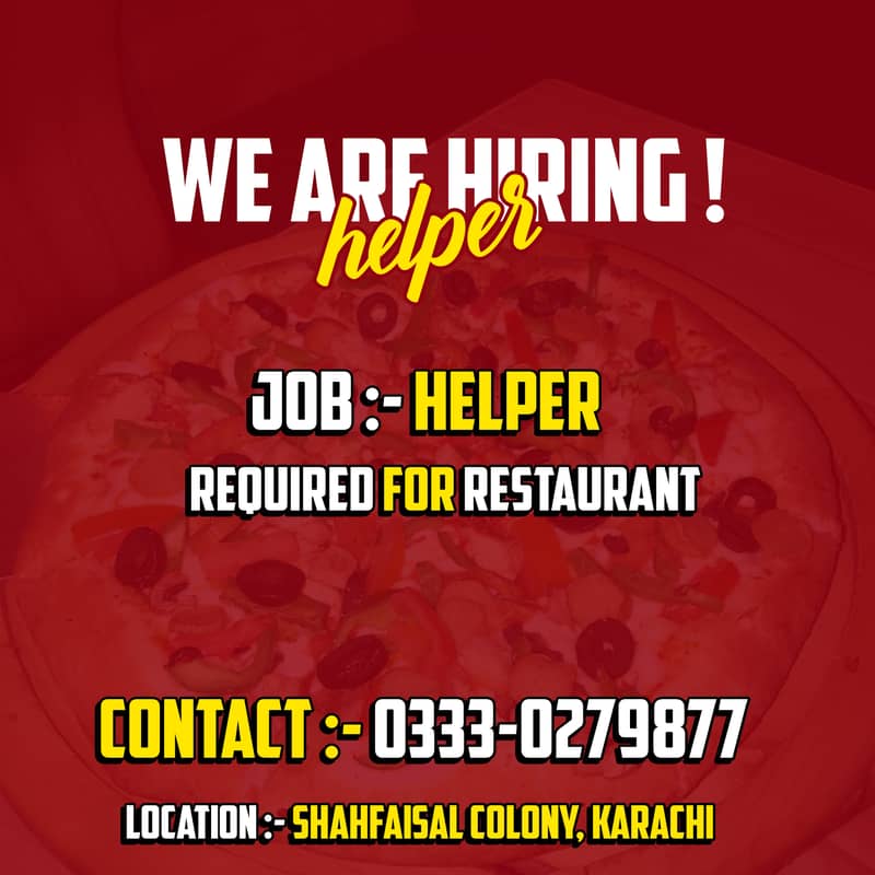 Helper Required For Restaurant Kitchen 0