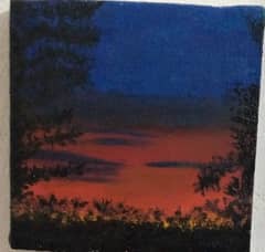 Beautiful sun set view acrylic painting