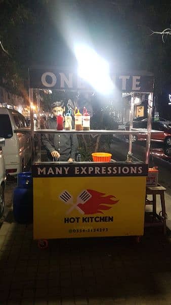 Food cart hot plate and 2 deep fryer 1 14 liter  and dro with lighting 1