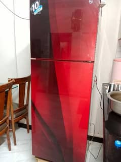 Glass door red maroon refrigerator