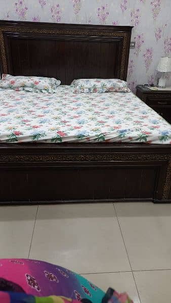 Bed + spring mattress + side tables + dressing tables  for sale 5