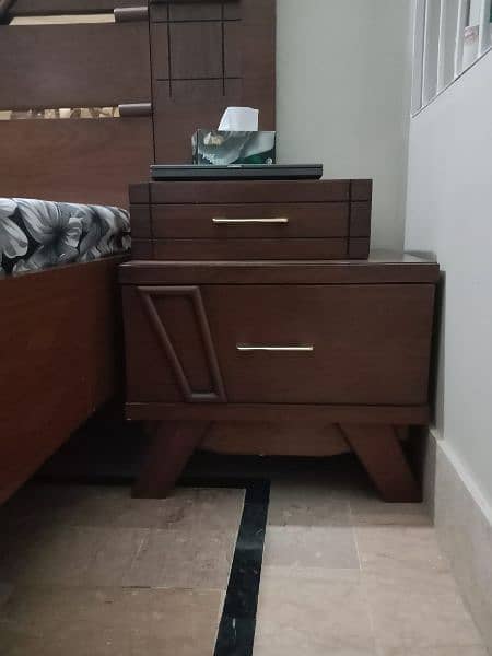 Full size Bed +2 side Tables +Dressing mirror+ Sliding mirror wardrobe 4