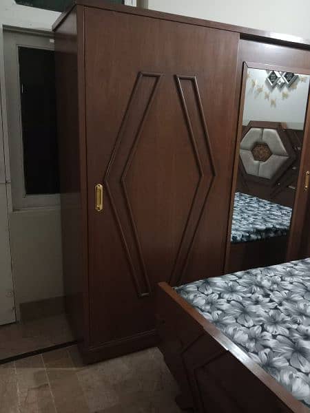 Full size Bed +2 side Tables +Dressing mirror+ Sliding mirror wardrobe 7