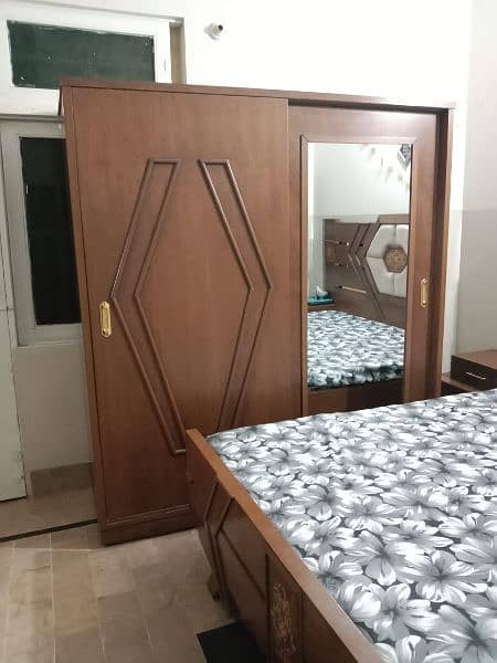 Full size Bed +2 side Tables +Dressing mirror+ Sliding mirror wardrobe 17