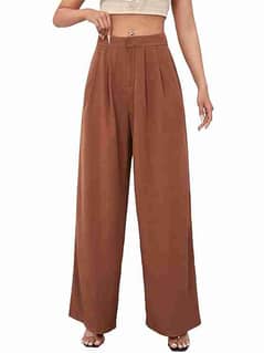 Women's Casual High Waisted Pleated Pants (Small)