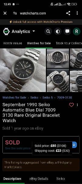 Original Sieko Watch automatic 8