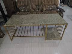 Elegant Granite Top  Table with Gold Metal Frame