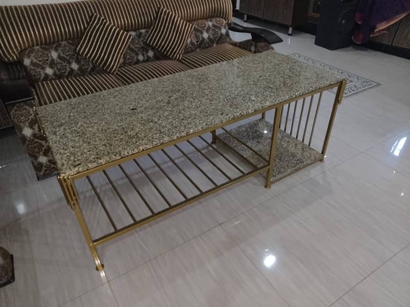 Elegant Granite Top  Table with Gold Metal Frame 2