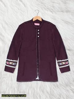 1 piece wool stitched coat for girls