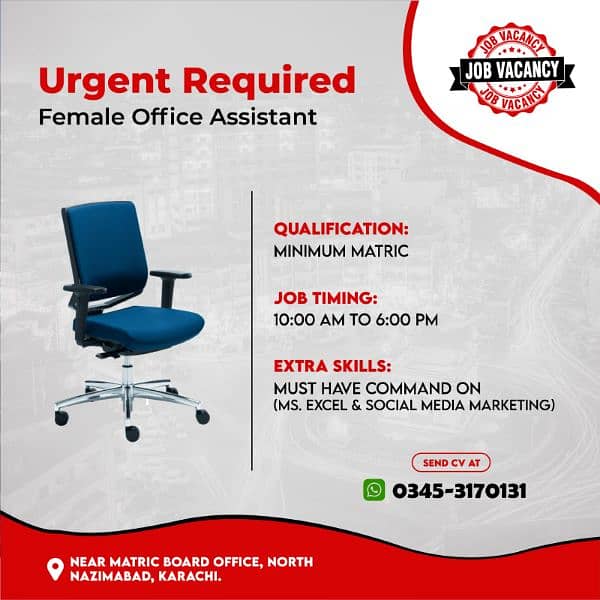 Urgent Need Female Office Assistant 0