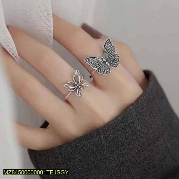 Butterfly Adjustable Silver Rings 1