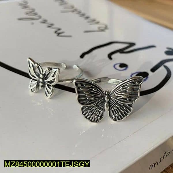 Butterfly Adjustable Silver Rings 2