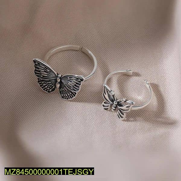 Butterfly Adjustable Silver Rings 3