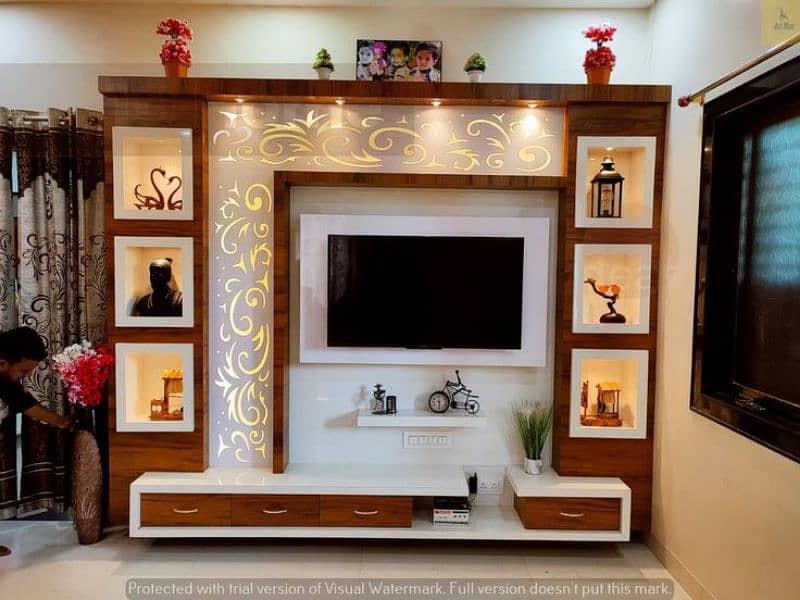kitchen work & Wall drap cabin & Media wall &tv rack new design 4