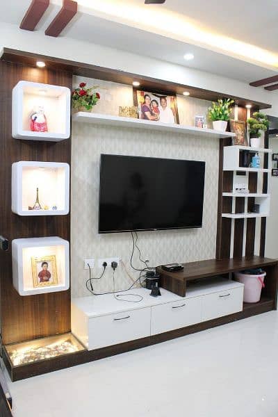 kitchen work & Wall drap cabin & Media wall &tv rack new design 5