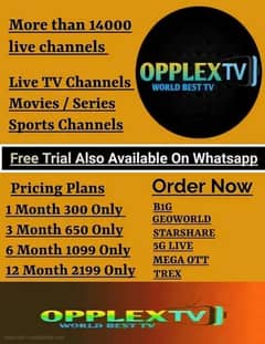 Opplex IPTV , Mega, Geo B1G Starshare Crystal Dino 5G IPTV 03025083061 0