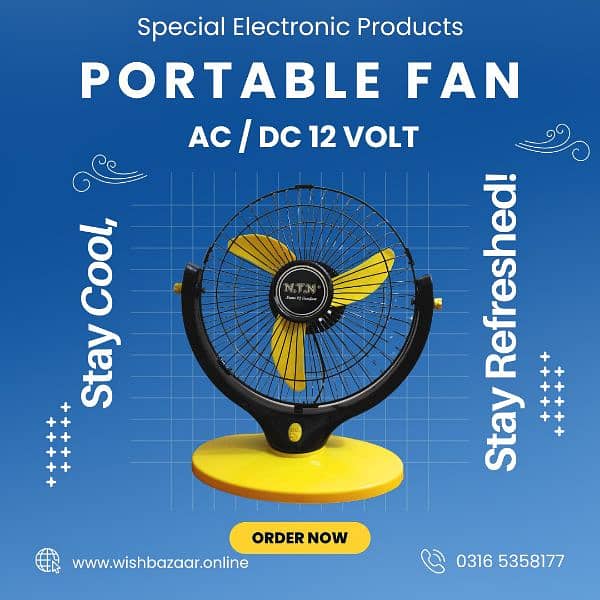 portable fan ac/DC 12 volt 2