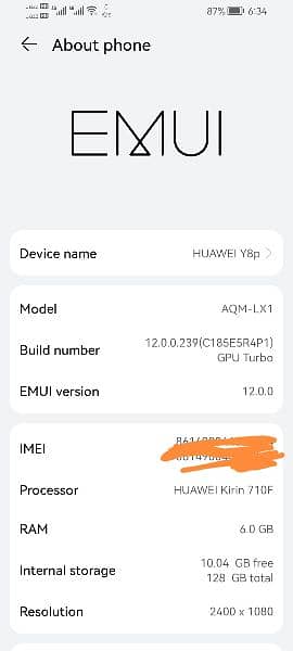 Huawei y8p 10/10 8