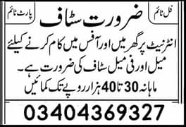 Male And Female Staff Required