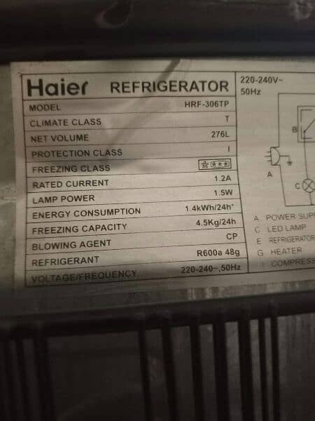 Haier refrigerator  HRF-306TP new hai 03030186352 whatsapp number 5