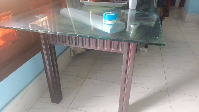 wooden dinning table with 8mm glass 3