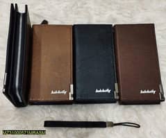 Men's Leather plain Bi_Fold long Wallet,with home delivery