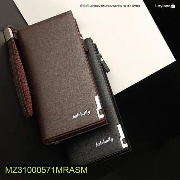 Men's Leather plain Bi_Fold long Wallet,with home delivery 1