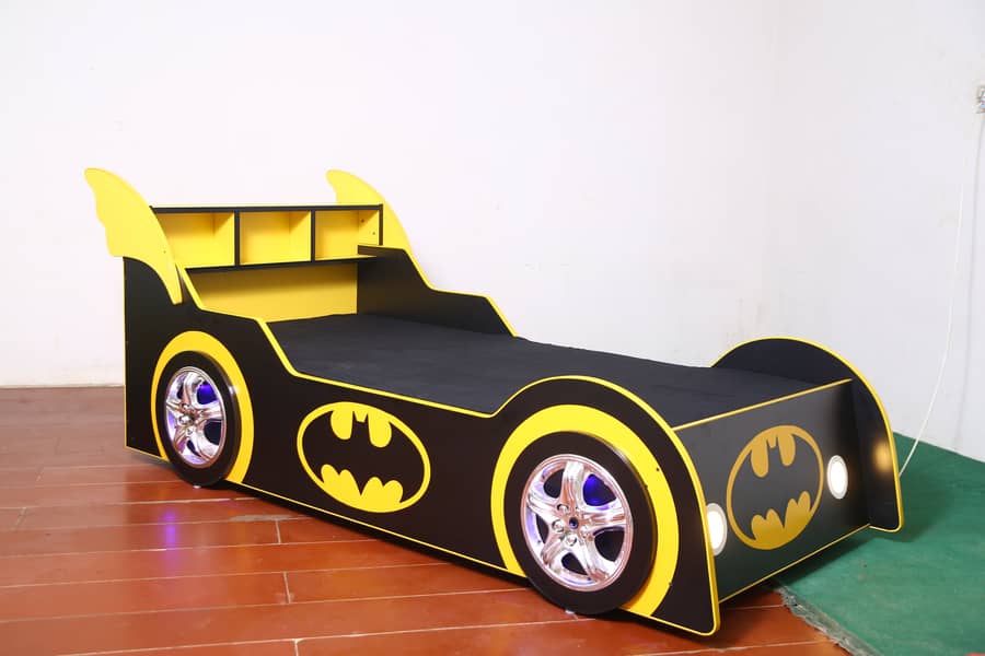 Batman shape Car Bed with light for Bedroom Sale in Pakistan 1