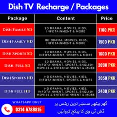 DTH ( Dish TV ) Recharge Packages Offers - Unbeatable Prices