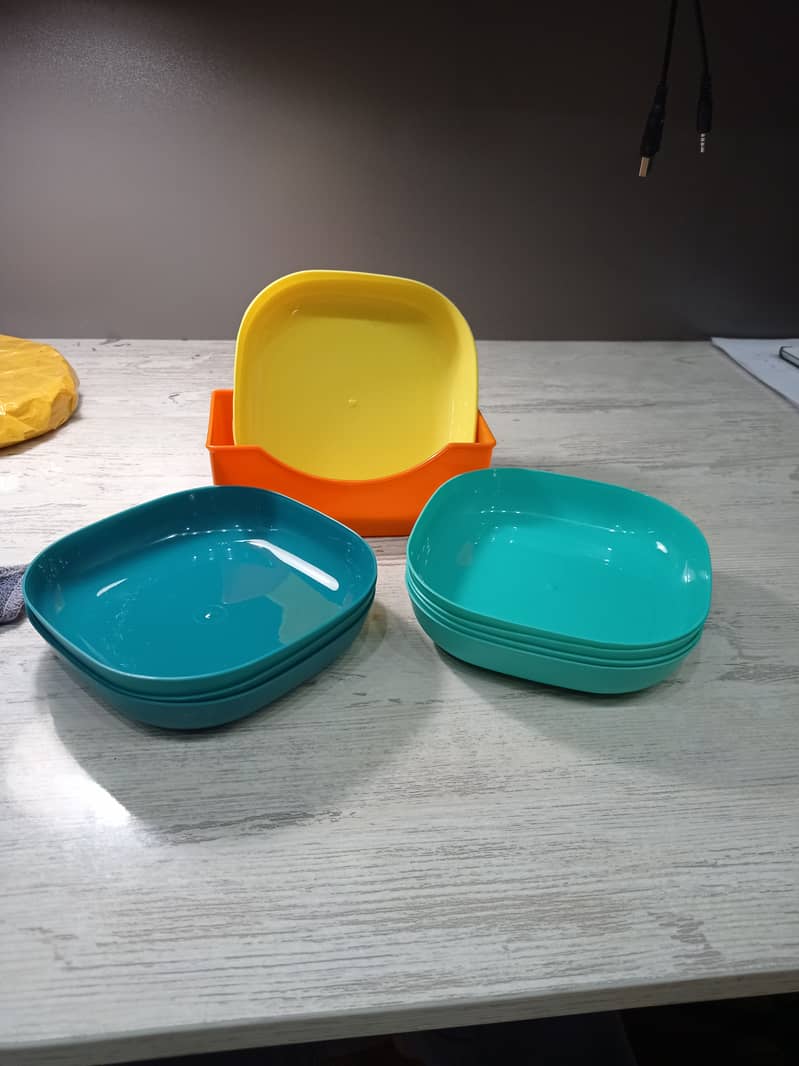 10PCS PLATES SET WITH HOLDER (RANDOM COLOURS) 6