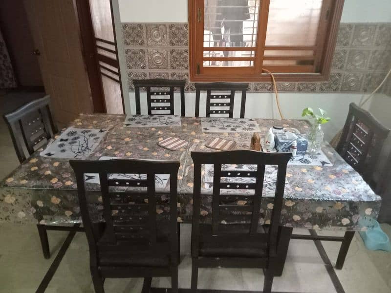 glass top 6 chairs dinning table 2