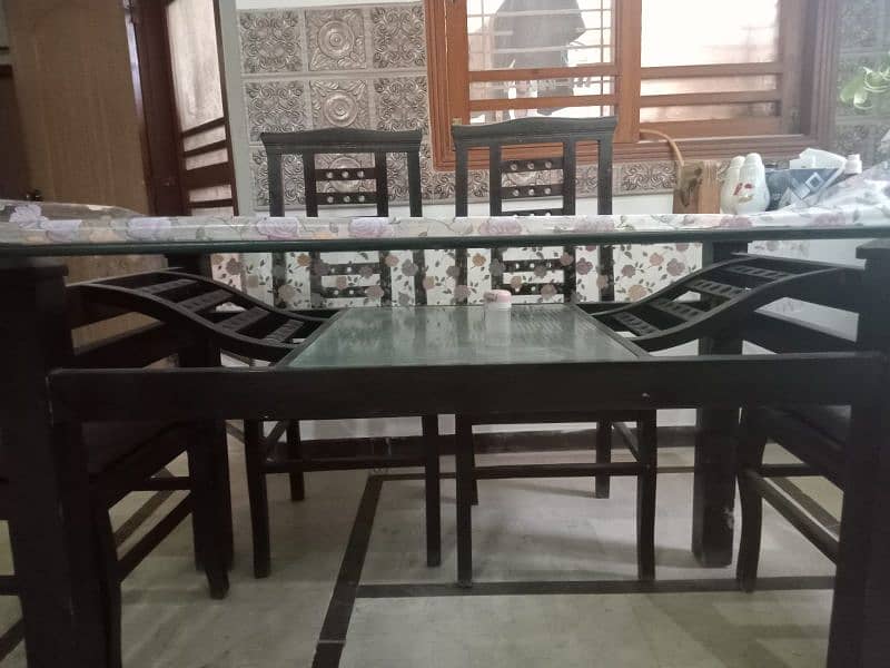 glass top 6 chairs dinning table 3