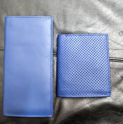 Blue Men Wallet and Women long wallet Set
