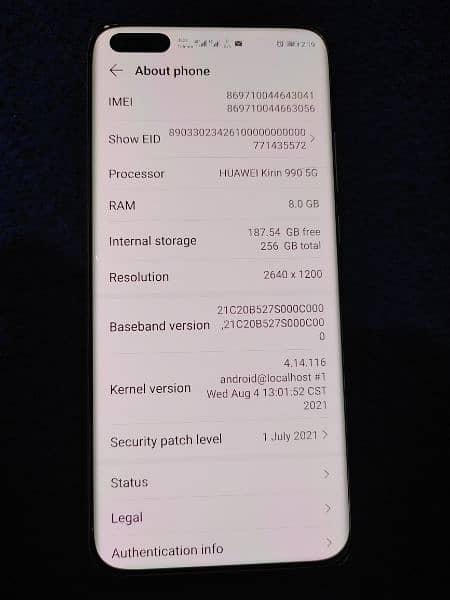 Huawei p40pro Dual sim Approved 8/256 Box charger 14