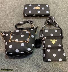 3 pc black polka dot purse set 0