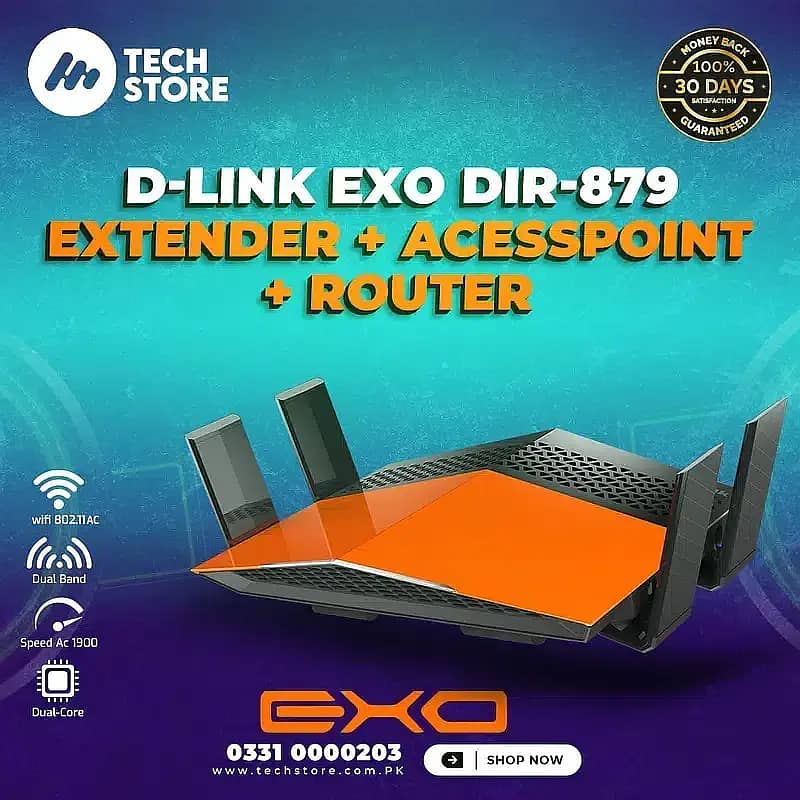 D-Link Router/EXO/DIR-879/AC1900/Dual-Band/Wi-Fi/Router (Branded used) 0