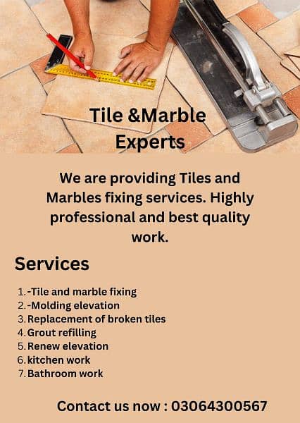 Tile fixer . Marble fixer. Tiles installation. Tile fixing. Tile 0